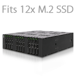 Full Metal 12 Bay M.2 SATA SSD Mobile Rack (SFF-8612) (MB872MP-B)
